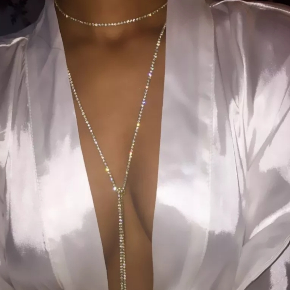 Sparkly Long Adjustable 50in Necklace Body Jewelry